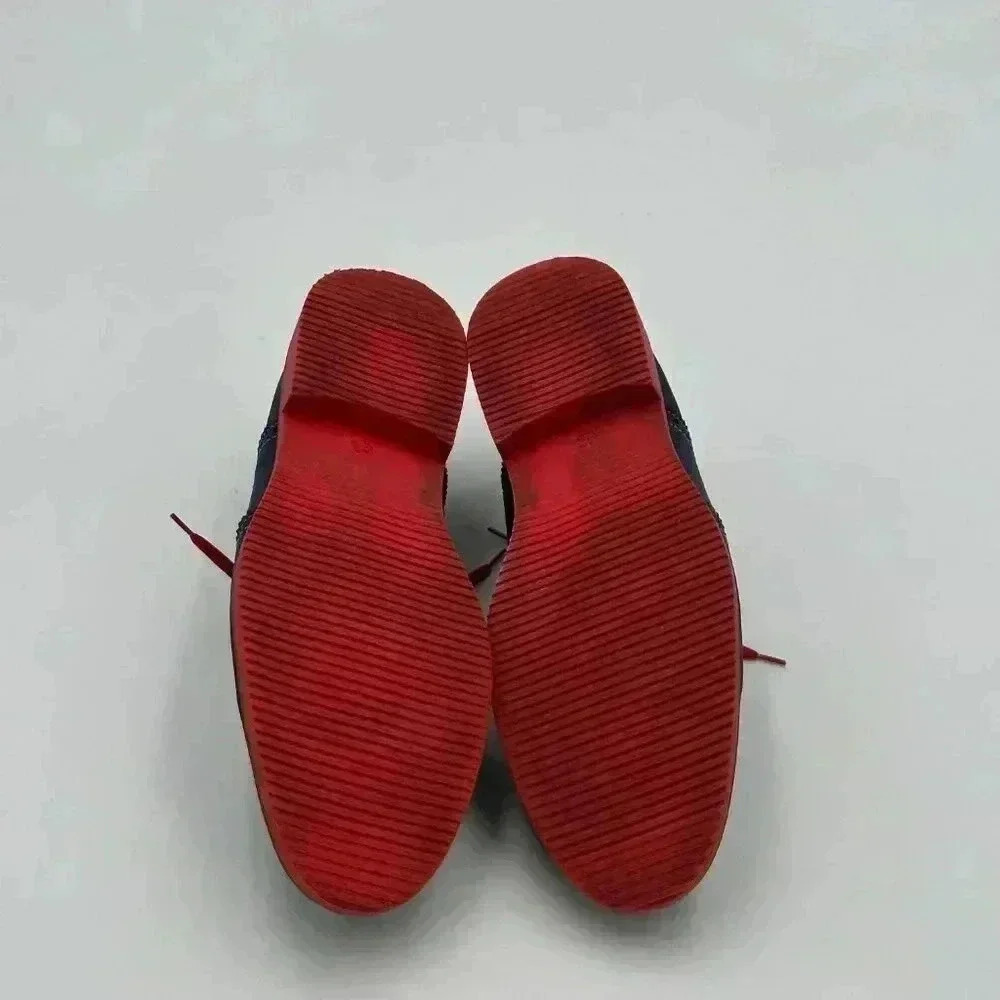 Custom Made Blue Suede Wingtip Men’s Shoes with Red Soles & Laces | Size 9 - Picture 8 of 10